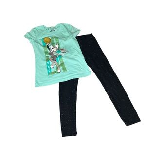 Bundle deal!!!!!!!  Space Jam Tee with glittery leggings